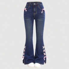 SC Bow Tie Loose Flare Jeans GDAM-218589