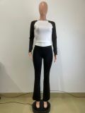 SC Contrast Color Long Sleeve Tight Pants Suit QODY-6058