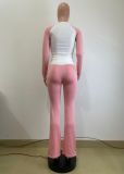 SC Contrast Color Long Sleeve Tight Pants Suit QODY-6058