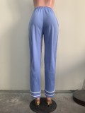 SC Solid Color Patchwork Tie Up Straight Pants ORY-5269