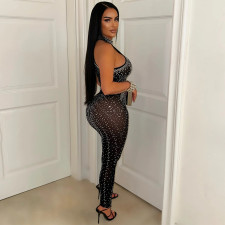 SC Mesh Hot Drill See Through Nightclub Jumpsuit CYA-901707