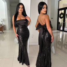 SC Sexy Patchwork Sequin Fishtail Dress CYA-901644