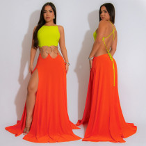 SC Sexy Tie Up Backless Split Maxi Dress CYA-901739
