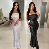 SC Sexy Patchwork Sequin Fishtail Dress CYA-901644
