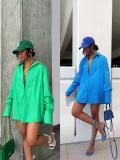 SC Solid Color Long Sleeve Loose Shirt Dress OLYF-6176