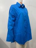 SC Solid Color Long Sleeve Loose Shirt Dress OLYF-6176
