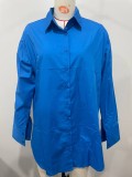 SC Solid Color Long Sleeve Loose Shirt Dress OLYF-6176