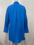SC Solid Color Long Sleeve Loose Shirt Dress OLYF-6176