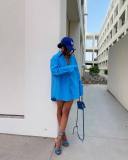 SC Solid Color Long Sleeve Loose Shirt Dress OLYF-6176