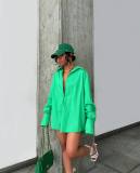 SC Solid Color Long Sleeve Loose Shirt Dress OLYF-6176