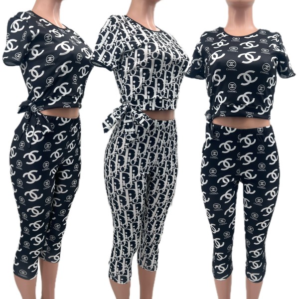 VIP1 Print Short Sleeve Shorts Two Piece Set QKYF-71396
