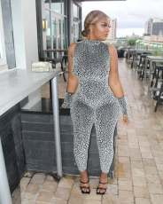 SC Sleeveless Backless Print Tie Up Jumpsuit MEM-88640