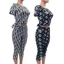 VIP1 Print Short Sleeve Shorts Two Piece Set QKYF-71396
