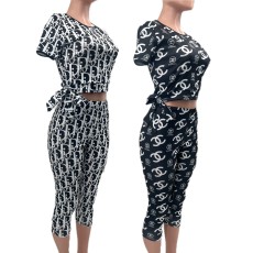 VIP1 Print Short Sleeve Shorts Two Piece Set QKYF-71396