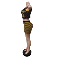 SC Knits Sleeveless Print Vest And Skirts Two Piece Set MEM-88638