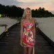 SC Sexy Print Contrast Color Sling Midi Dress XEF-K24D62253