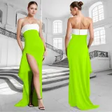 SC Sexy Color Block High Split Maxi Dress GFDY-1327