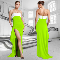 SC Sexy Color Block High Split Maxi Dress GFDY-1327