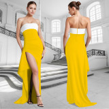 SC Sexy Color Block High Split Maxi Dress GFDY-1327