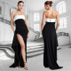 SC Sexy Color Block High Split Maxi Dress GFDY-1327