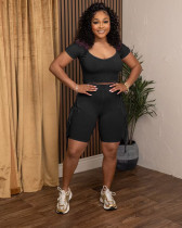 SC Solid Color Short Sleeve Tassel Two Piece Shorts Set TK-6342