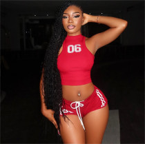 SC Casual Print Sleeveless Tank Top Shorts Suit GFCF-1345