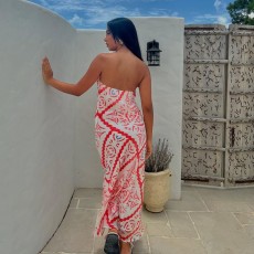 SC Print Loose Tube Tops Maxi Dress GPBY-934