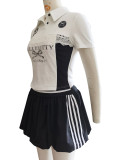 SC Letter Print Lace Two Piece Skirts Set YS-2502