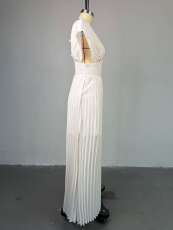 SC Pleated V-neck Bat-sleeve Maxi Dress GCNE-HK72168