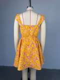 SC Square Neck Printed Irregular Mini Dress GCNE-HK72297