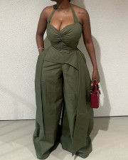 SC V Neck Halterneck Wide Leg Jumpsuit GCNE-HK72347
