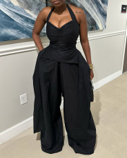 SC V Neck Halterneck Wide Leg Jumpsuit GCNE-HK72347