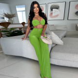 SC Solid Color Sexy Halterneck Two Piece Pants Set YF-20181