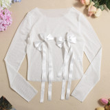 SC Bow Tie Top Lace Tassel Flutter Shorts Set GNZD-51626SHD