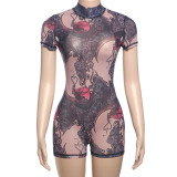 SC Print Mesh Backless Romper GZJQ-K25Q66528