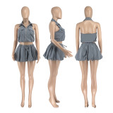 SC Fashion Backless Bubble Ultra Short Mini Skirt Set DDF-88240