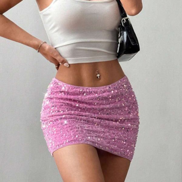 SC Sexy Sequin Velvet Mini Skirts GNZD-51606DBD