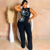 SC Solid Color Print Sleeveless Loose Jumpsuit CYA-901747