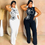 SC Solid Color Print Sleeveless Loose Jumpsuit CYA-901747