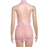 SC Deep V Neck Halterneck Backless Skirt Suit DLSF-K25S63877