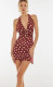 SC Polka Dot Print Halterneck Backless Midi Dress GLJS-B8300