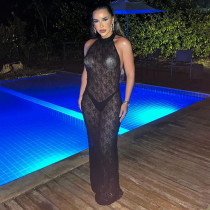 SC Hollow Out See-through Backless Long Dress MXBF-J25DS024