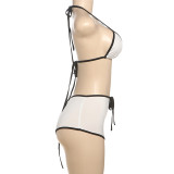 SC Color Block Tie Up Bikinis Two Piece Short Set DLSF-K25S63780