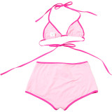 SC Color Block Tie Up Bikinis Two Piece Short Set DLSF-K25S63780