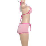 SC Color Block Tie Up Bikinis Two Piece Short Set DLSF-K25S63780
