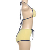 SC Color Block Tie Up Bikinis Two Piece Short Set DLSF-K25S63780