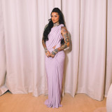 SC Irregular Single Shoulder Sleeveless Maxi Dress DLSF-K25D63464