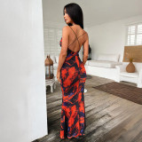 SC Sexy Print Backless Sling Maxi Dress FL-ZX25051PFO