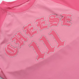 SC Letter Print T Shirt Tie Up Two Piece Swimsuit FL-HH25003MHO