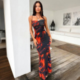 SC Sexy Print Backless Sling Maxi Dress FL-ZX25051PFO